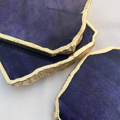 Indigo Aventurine Natural Edge Stone Coasters – Set of 4