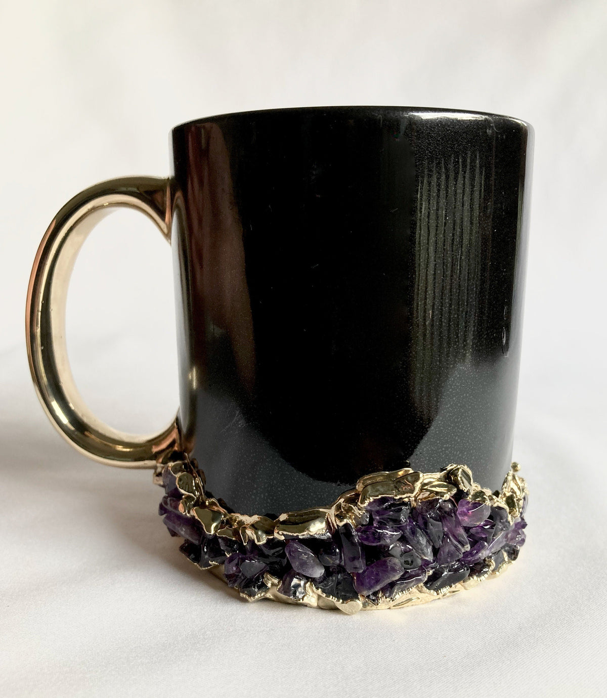 Handcrafted Set of 2 Crystal Base Ring Ceramic Mugs