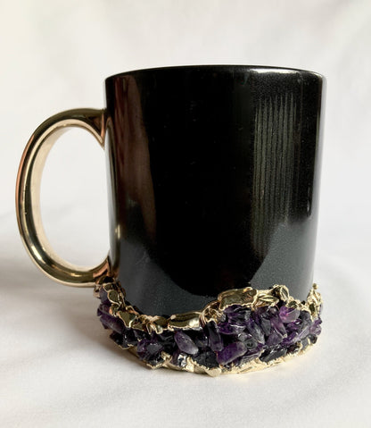 Handcrafted Set of 2 Crystal Base Ring Ceramic Mugs