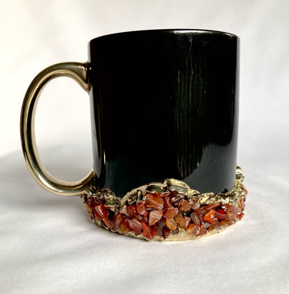 Handcrafted Set of 2 Crystal Base Ring Ceramic Mugs