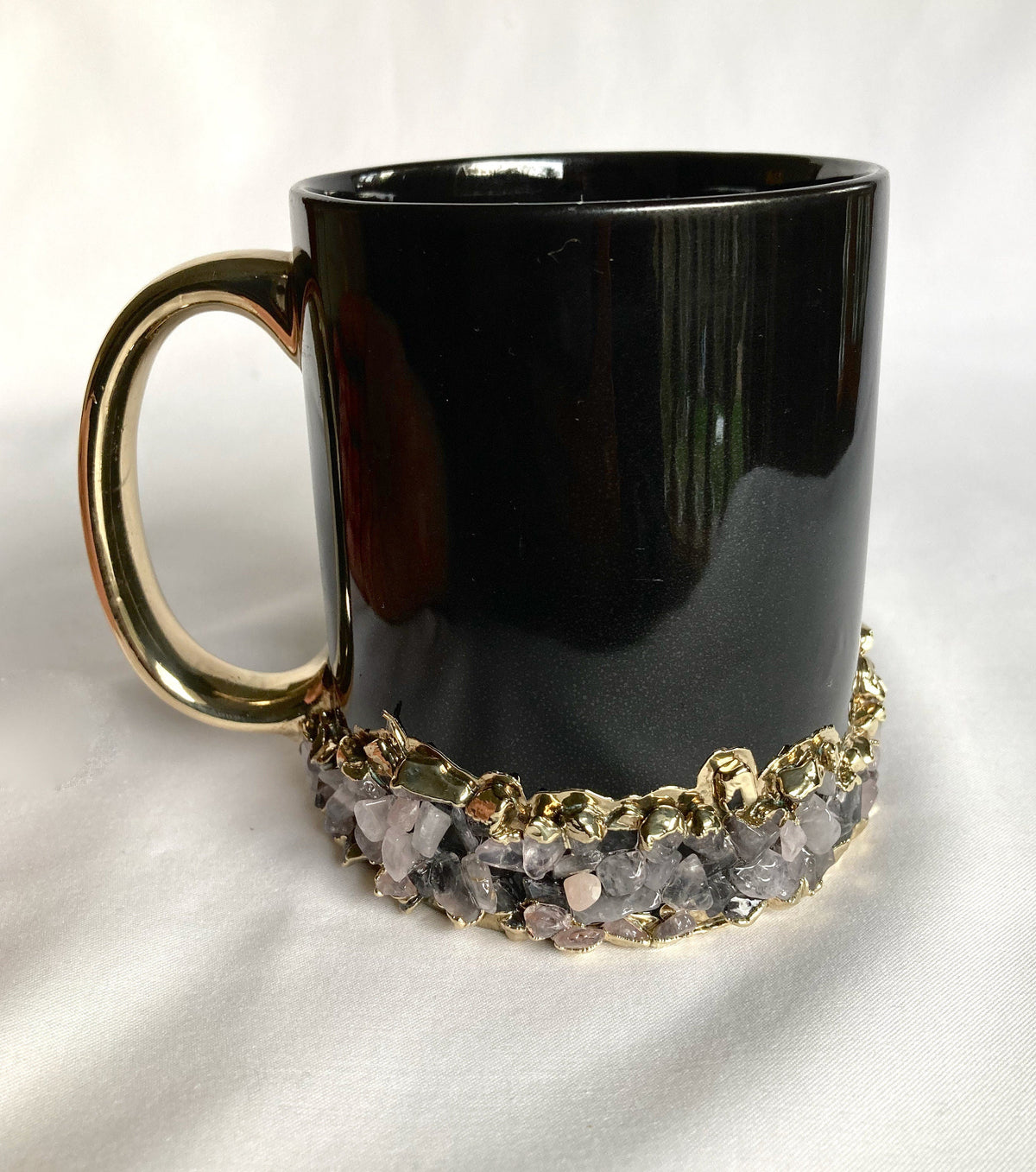 Handcrafted Set of 2 Crystal Base Ring Ceramic Mugs