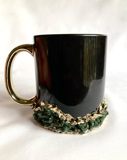 Handcrafted Set of 2 Crystal Base Ring Ceramic Mugs