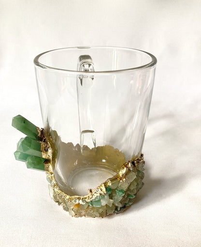 Handcrafted Crystal Coffee & Tea Glasses with Green Agate
