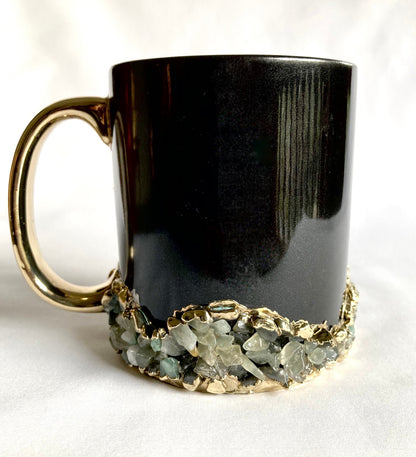 Handcrafted Set of 2 Crystal Base Ring Ceramic Mugs